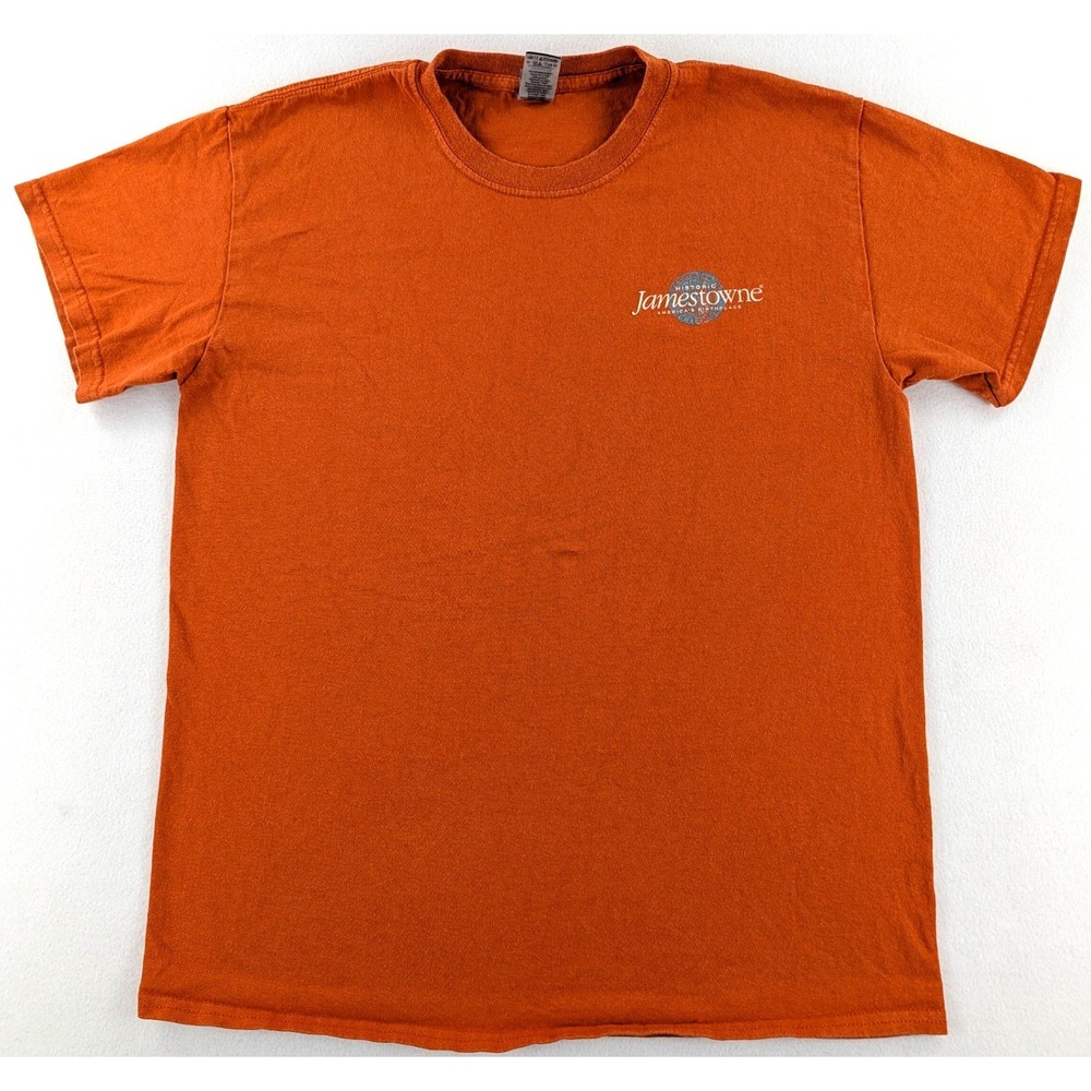 Historic Jamestowne Virginia 1607 Souvenir T-Shirt Mens M Orange Gildan